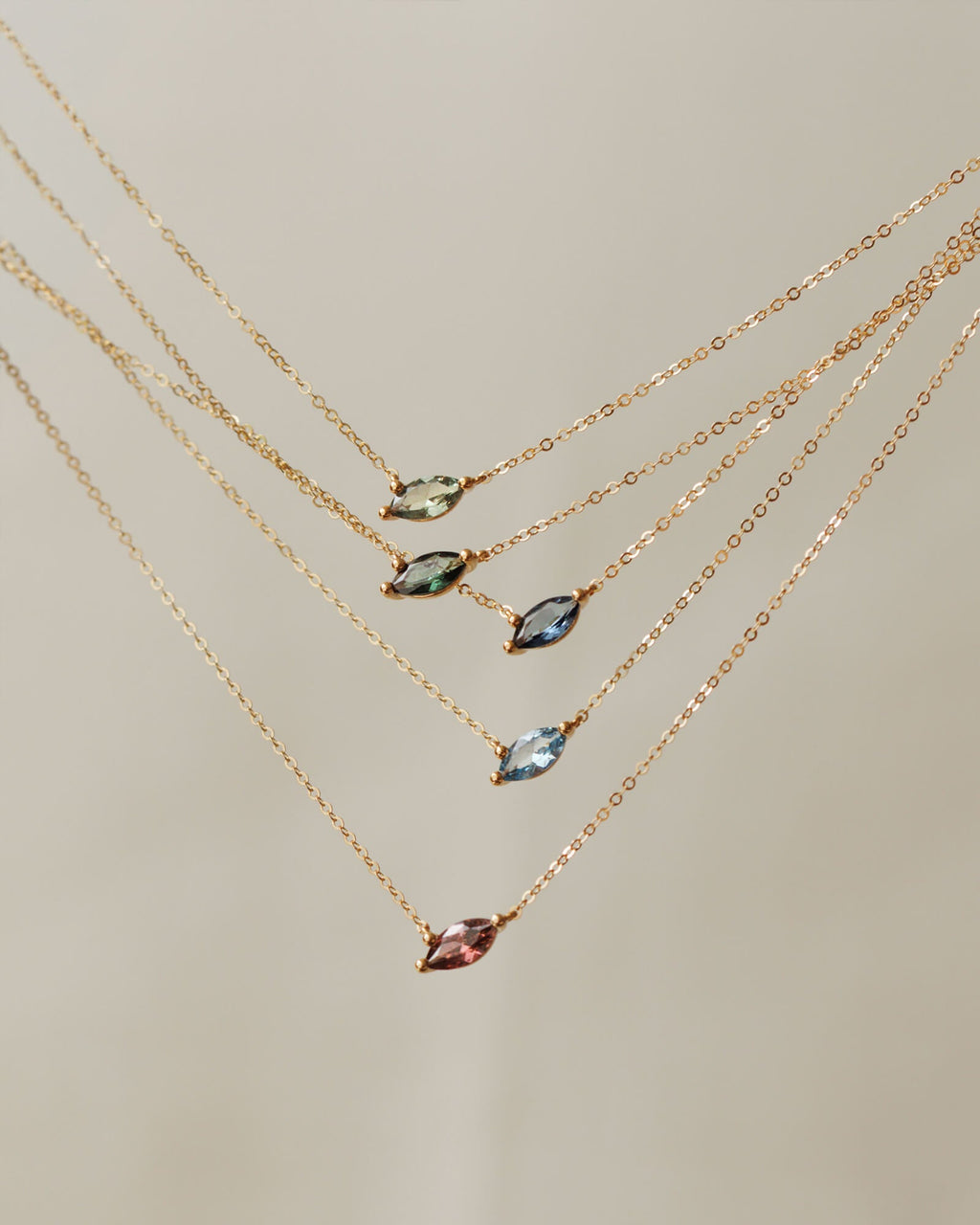 Aura Birthstone Marquise Necklace