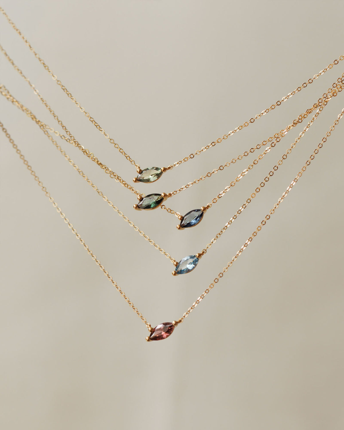 Aura Birthstone Marquise Necklace