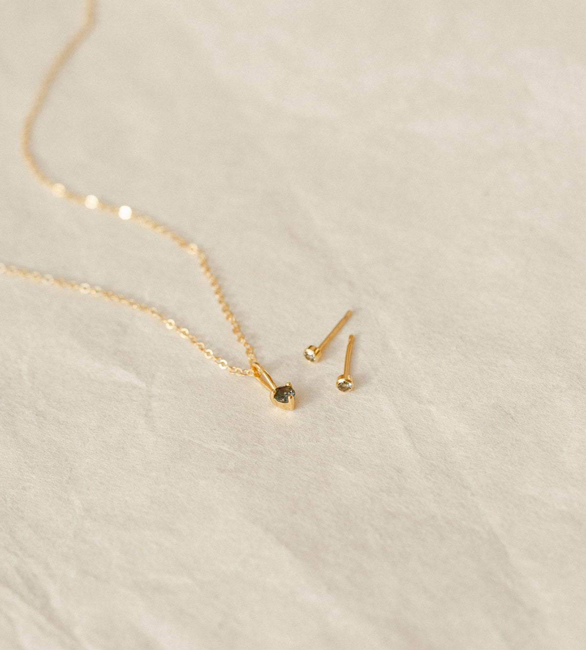 Aura Birthstone Necklace & Studs Set