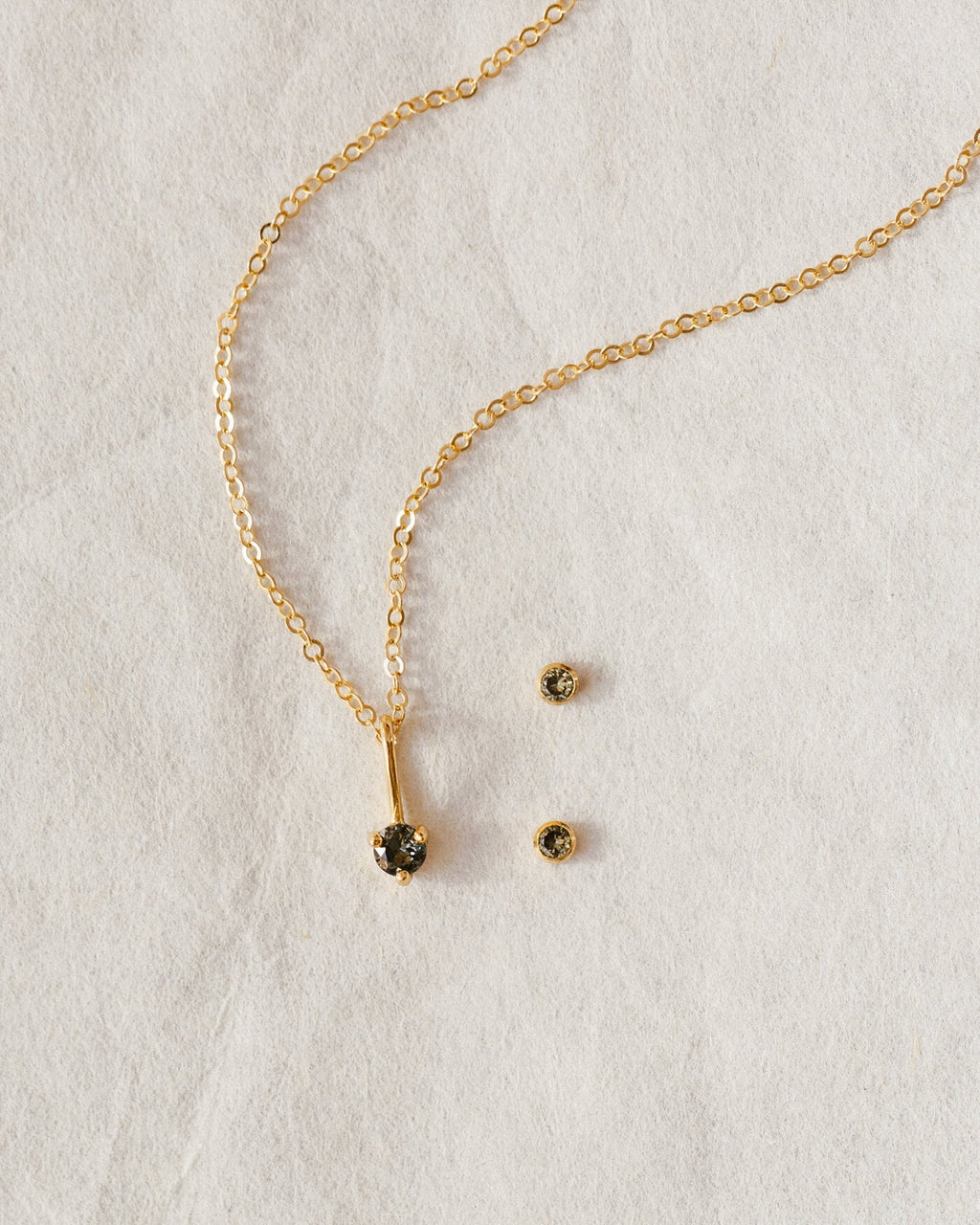 Aura Birthstone Necklace & Studs Set